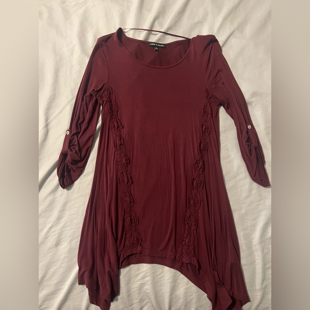 Burgundy 3/4 sleeve top